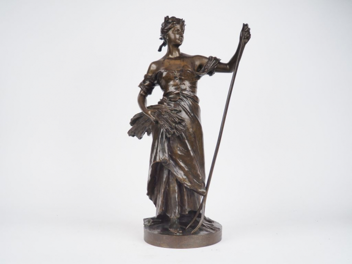 Alfred Désiré LANSON. "Allégorie des moissons". Sculpture en bronze à 