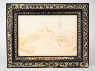 Vente aux enchères Ecole italienne début XXème "Rome, la place St Pierre". Plaque en albâ