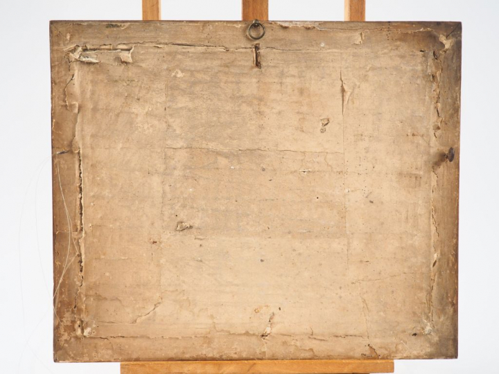 Ecole française début XIXème. "chêvres dans leur enclos". Soie brodée 