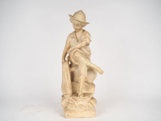Vente aux enchères Ecole française fin XIXème début XXème. "Jeune pêcheur ". Sculpture en