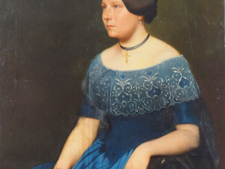 Vente aux enchères Ecole française XIXème. "Portrait d'élégante". Huile sur toile. Dim. 9