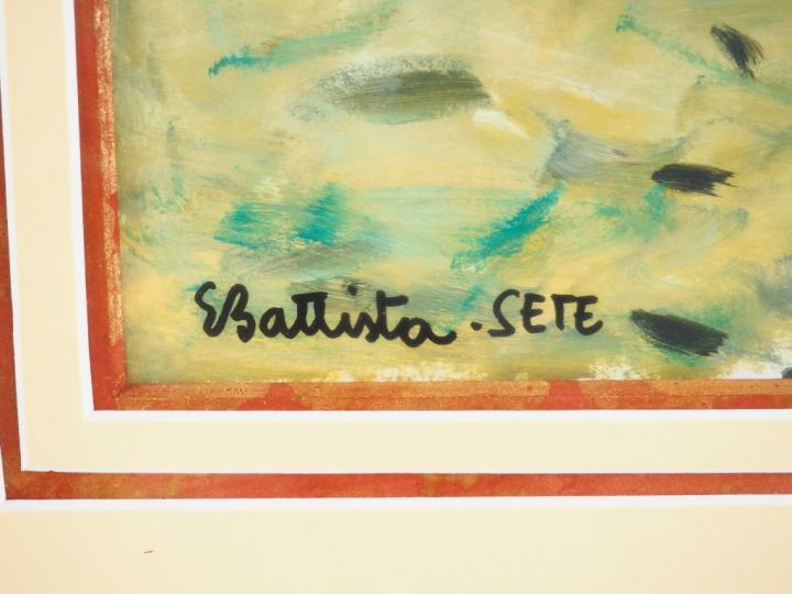 E. BATTISTA. "Sète". Huile sur papier signée et titrée en bas à gauche