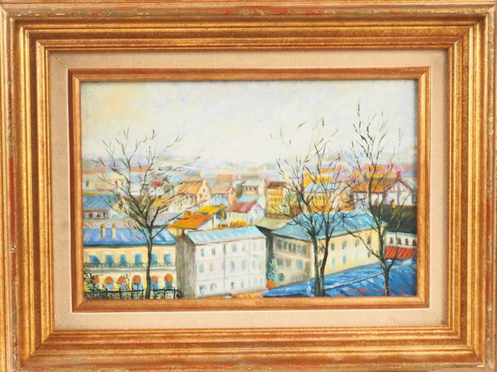 Jean FORT. "Les toits de Paris". Huile sur toile, signée en bas à droi