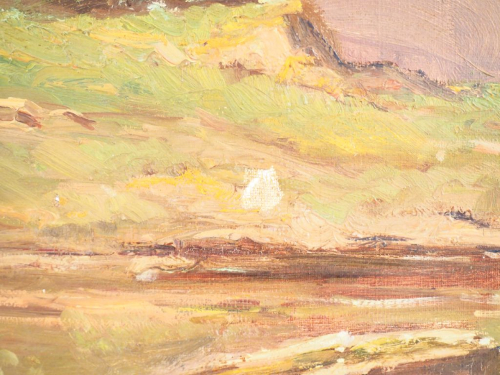 GODCHAUX. "Lac des Pyrénées". Huile sur toile signée en bas à droite. 