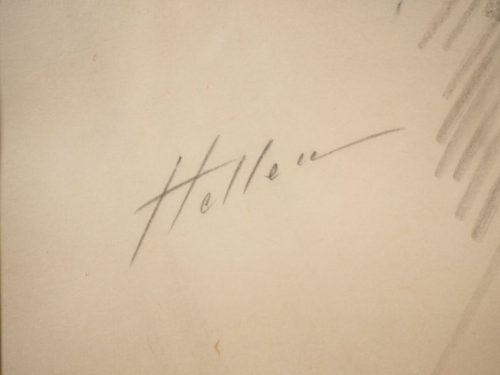 Paul César HELLEU. "Elégante au chapeau". Dessin aux trois crayons, si