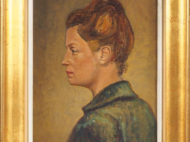MAYO. "Portrait de Germaine Collier". Huile sur toile, signée en bas à
