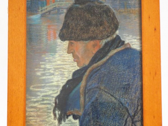 Vente aux enchères Guillaume ROGER. "Pêcheur Hollandais". Pastel, signé en bas à gauche e