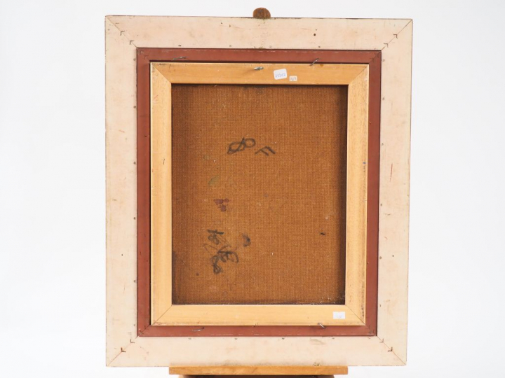 Joseph STAMBOULIAN. "Nature morte". Huile sur carton signée en bas à d