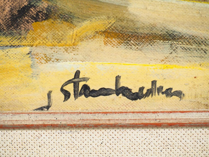 Joseph STAMBOULIAN. "Le dresseur de chevaux". Huile sur carton, signée