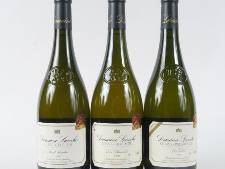 3 BOUTEILLES CHABLIS DOMAINE LAROCHE : 1 GC 'LES BLANCHOTS'  1997 - 1 