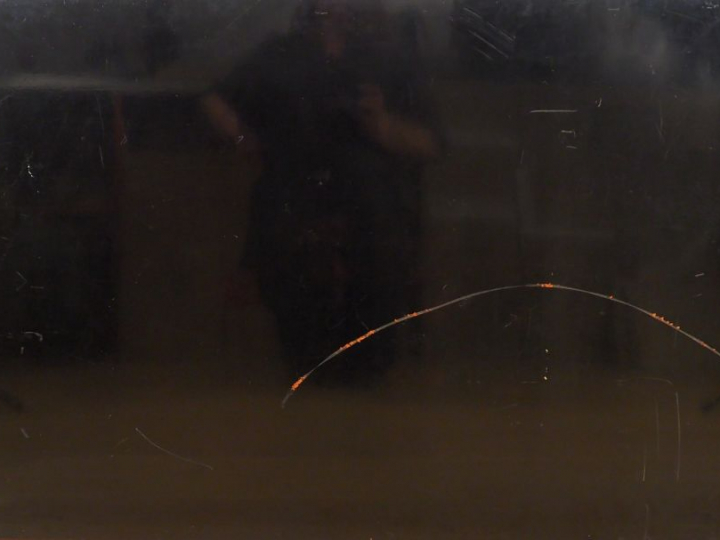 VAN THO. Panneau de laque "couple de mandarins suivis de leur servante