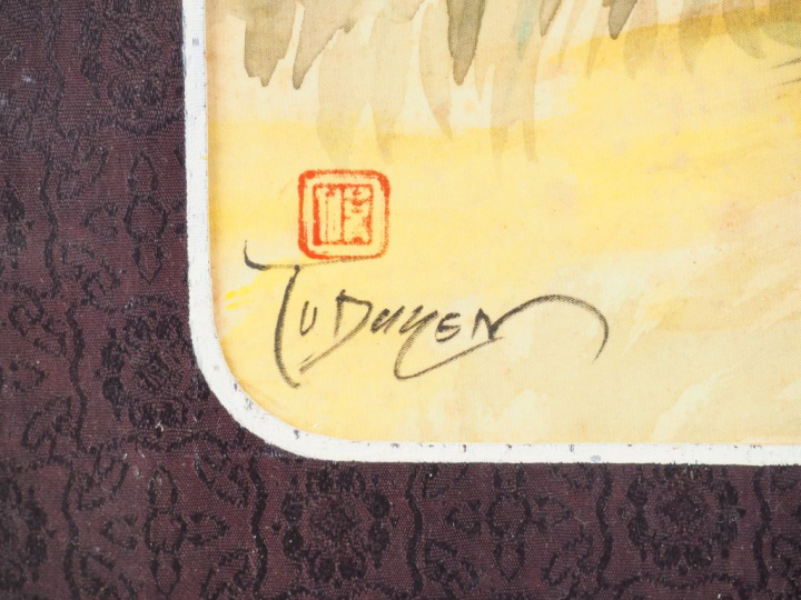 TU DUYEN "Le vent" Aquarelle sur soie, signée en bas à gauche Dim. 37,