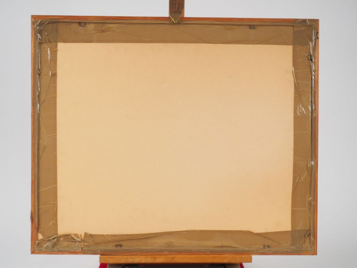 T NGOC  "Marchande et son fils". Aquarelle sur papier, signée en bas d