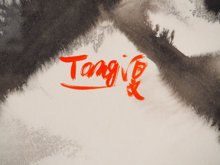 T'ANG Haywen.  "composition abstraite" Encre sur papier, signée en bas