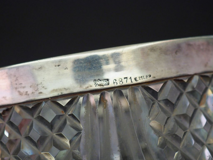 Jatte à crème en cristal, monture argent (usures)