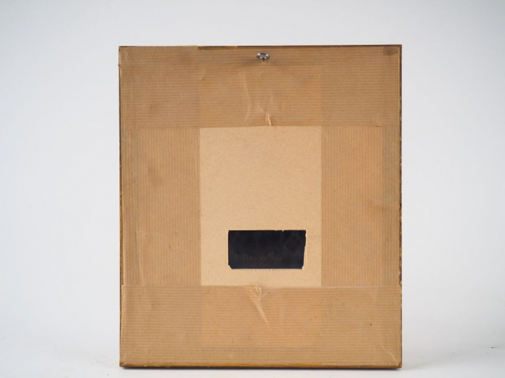 Plaque en émail peint polychrome avec rehauts d’or représentant la Vie