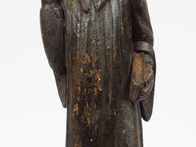 Sculpture XVIIIème en bois patiné "Moine au livre". H. 63 cm (accident