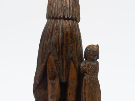 Sculpture XVIIème en bois naturel "St Joseph et l'enfant Jésus"  H. 59