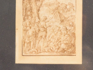 Vente aux enchères Ecole italienne du XVIème  "Jésus préchant" Plume et encre brune, anno