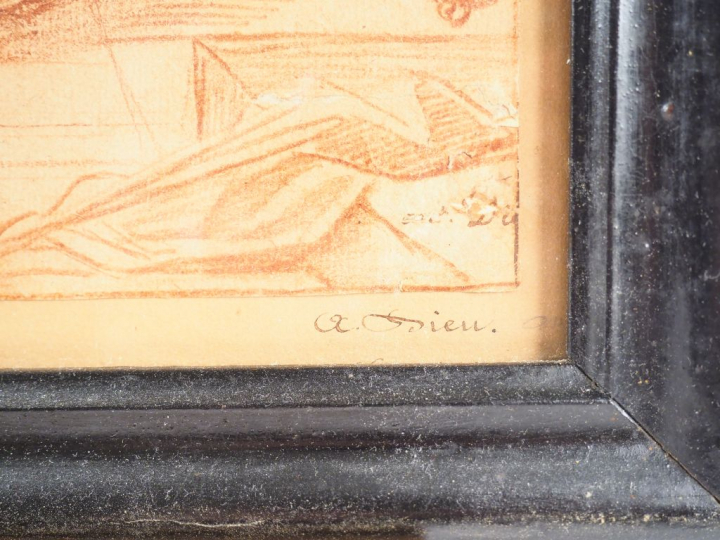 Antoine DIEU (1662-1727) "Persécution d'un Saint" Sanguine, annoté sur