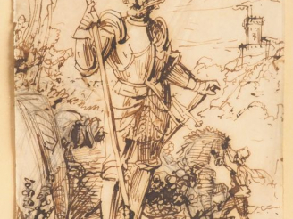 Vente aux enchères Ecole français XVIIIème. "Portrait de soldat". Dessins. Dim. 20,5 x 13