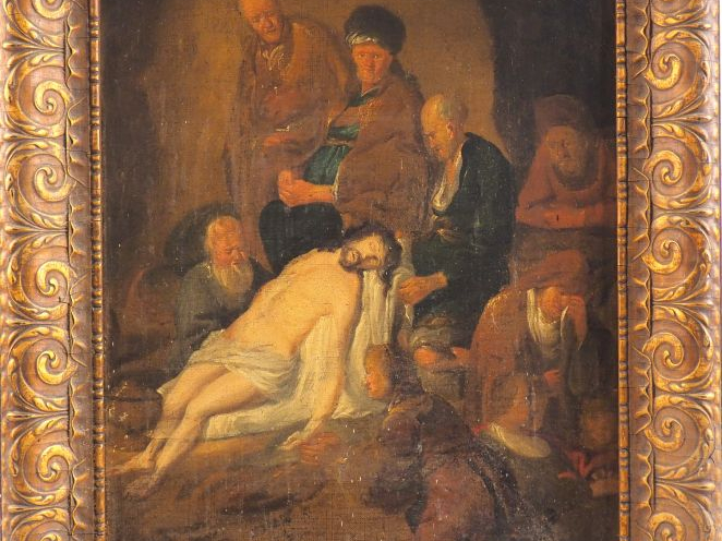 Ecole Hollandaise XVIIème. "Descente de croix". Huile sur toile. Dim. 