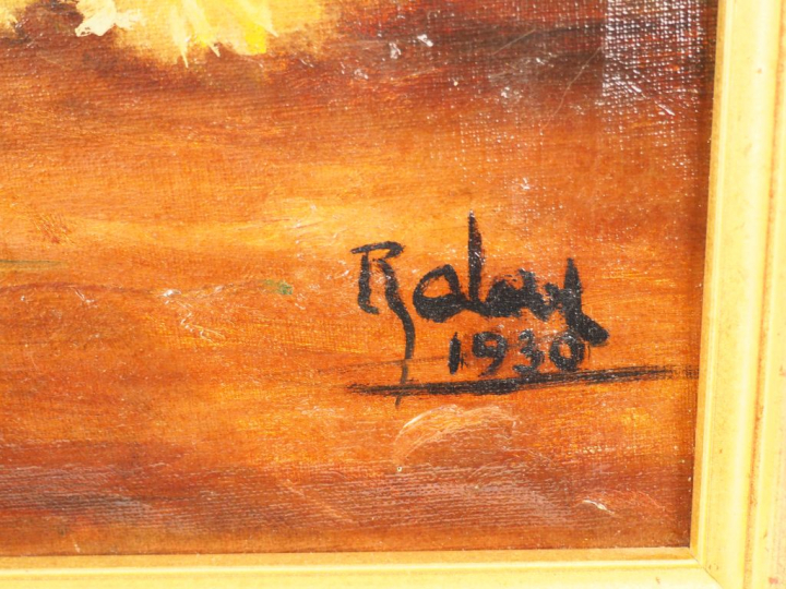 R. ALARY  "Bouquet de tokyos". Huile sur toile signée en bas à droite 