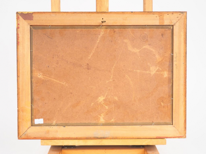 Arthur CALAME. "Gondoles à Venise". Huile sur carton, signée en bas à 