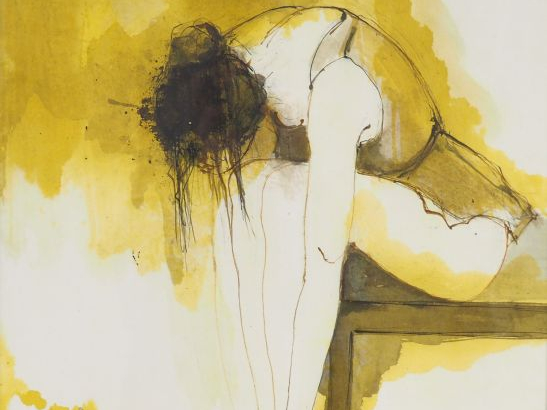 FRANCK L. "Danseuse". Aquarelle sur papier, signée en bas à gauche. Di