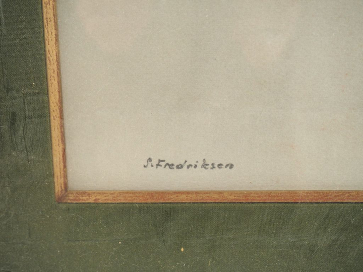 S. FREDRIKSEN. "Etude de nus". Dessin aux trois crayons signé en bas à