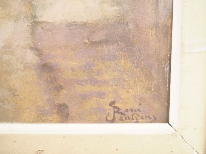 René JANSSENS. "Maison de village". Huile sur carton, signée en bas à 