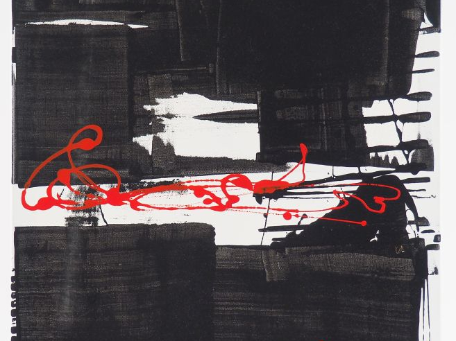 G. KARCHNER. "Calligraphie". Huile sur toile, signée en bas à gauche. 