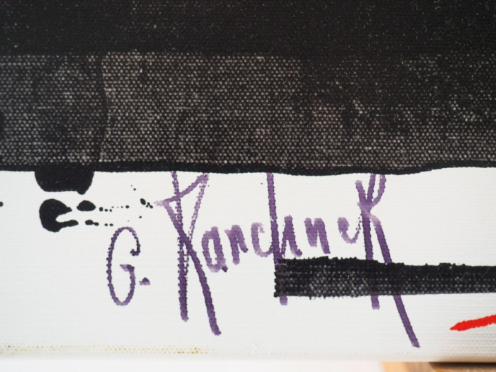 G. KARCHNER. "Calligraphie". Huile sur toile, signée en bas à gauche. 