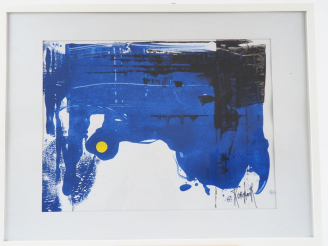 Vente aux enchères G. KARCHNER. "Klein d'œil". Technique mixte sur papier, signée en bas 