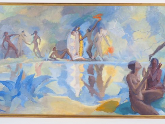 Vente aux enchères Jean Emile LAURENT. "Danse exotique" Grande huile sur toile, signée en