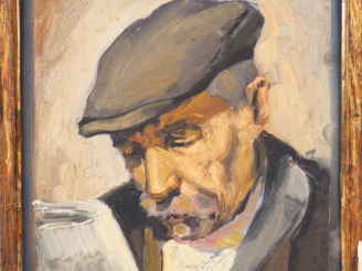 Vente aux enchères Jean Emile LAURENT. "Autoportrait" et "paysage". Huile sur carton doub