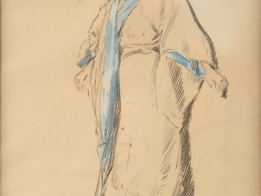 Raymond RENEFER. "Jeune femme en Kimono". Dessin aquarellé signé en ba