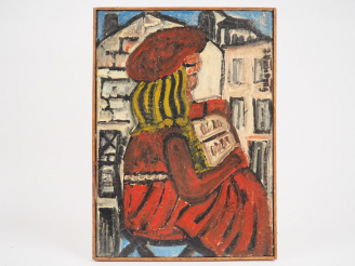 Vente aux enchères Joannès VEIMBERG. "La lecture". Huile sur toile, signée en bas à droit