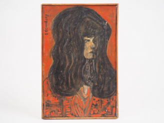 Vente aux enchères Joannès VEIMBERG. "Portrait de jeune fille brune". Huile sur toile sig