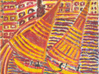 Vente aux enchères Joannès VEIMBERG. "Les régates". Huile sur toile, signée en bas à droi