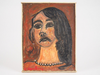 Vente aux enchères Joannès VEIMBERG. "Jeune fille au collier de perles". Huile sur toile 