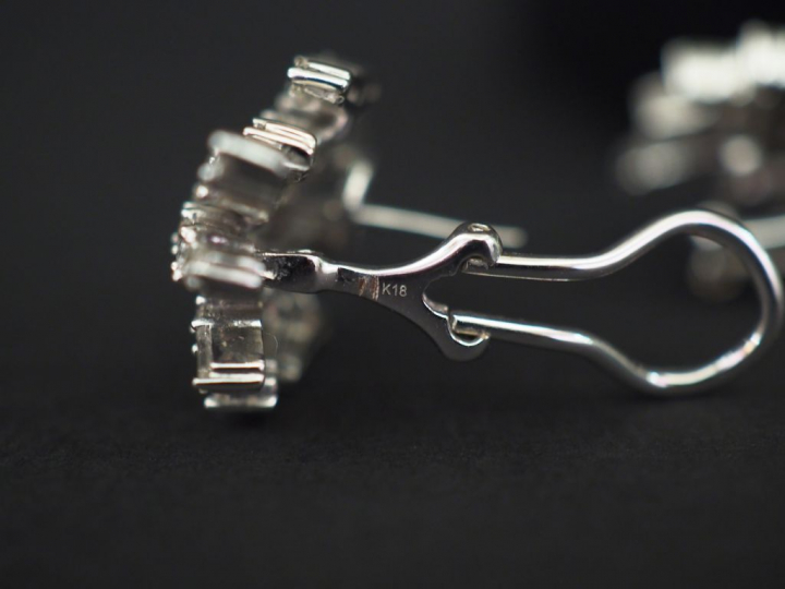 Paire de boucles d'oreilles gerbes 7 lignes de diamant et diamants bag