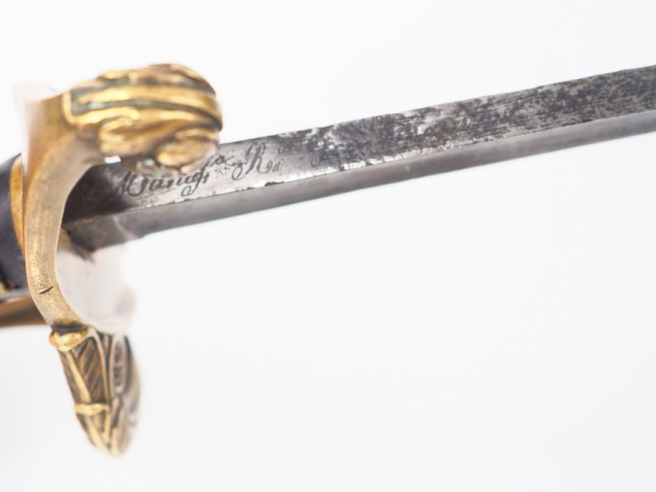 Sabre modèle 1821 d'officier d'infanterie, lame oxydée, fusée re habil