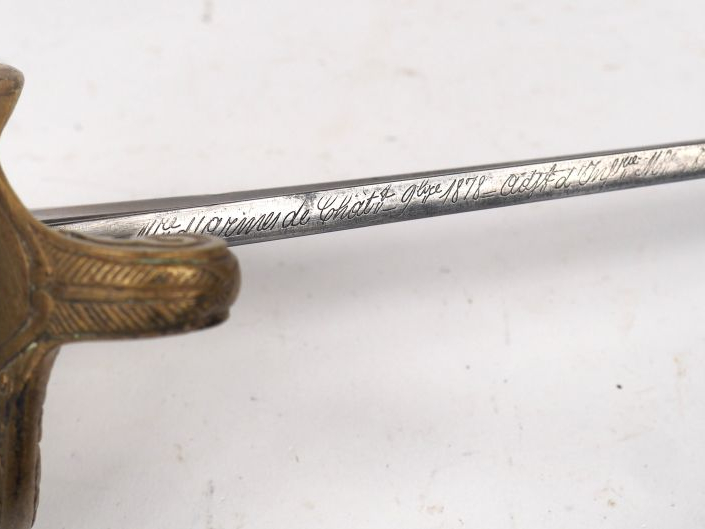 Sabre d'adjudant modèle 1845, fabrication Châtelleraut en 1878. Dans s
