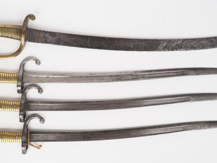 Lot de trois baïonnettes yatagan de Chassepot d'infanterie tardives da
