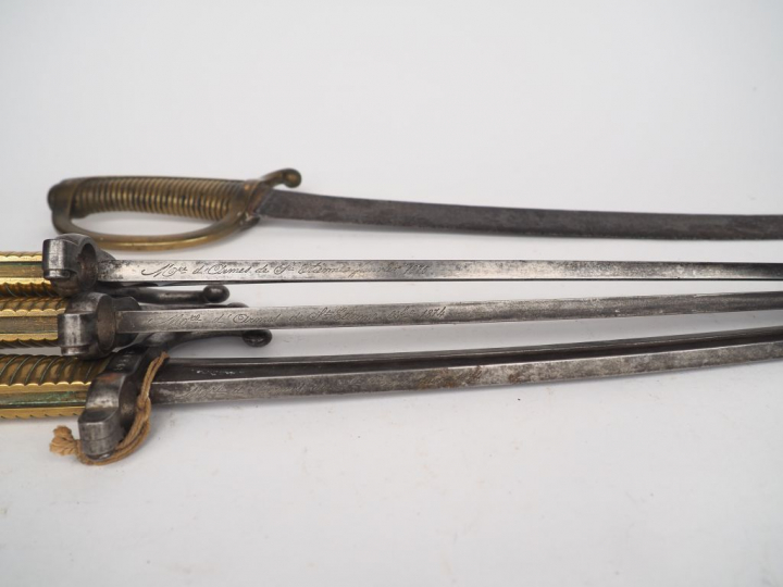 Lot de trois baïonnettes yatagan de Chassepot d'infanterie tardives da