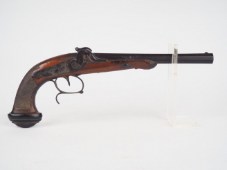Vente aux enchères Pistolet de tir à percussion par "XXX à Liège, platine à l'arrière, cr