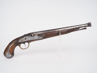Vente aux enchères Epave de grand pistolet à silex incomplet (manque chien) enture à la p