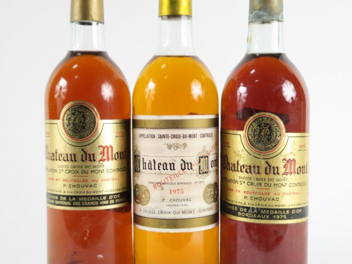 3 BOUTEILLES CHÂTEAU DU MONT STE CROIX DU MONT : 1 de 1975 LB - 2 de 1