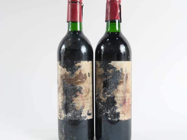 2 BOUTEILLES CHÂTEAU AUSONE 1er GCC ST EMILION - 1987 - BG/ETA/CAPS DÉ